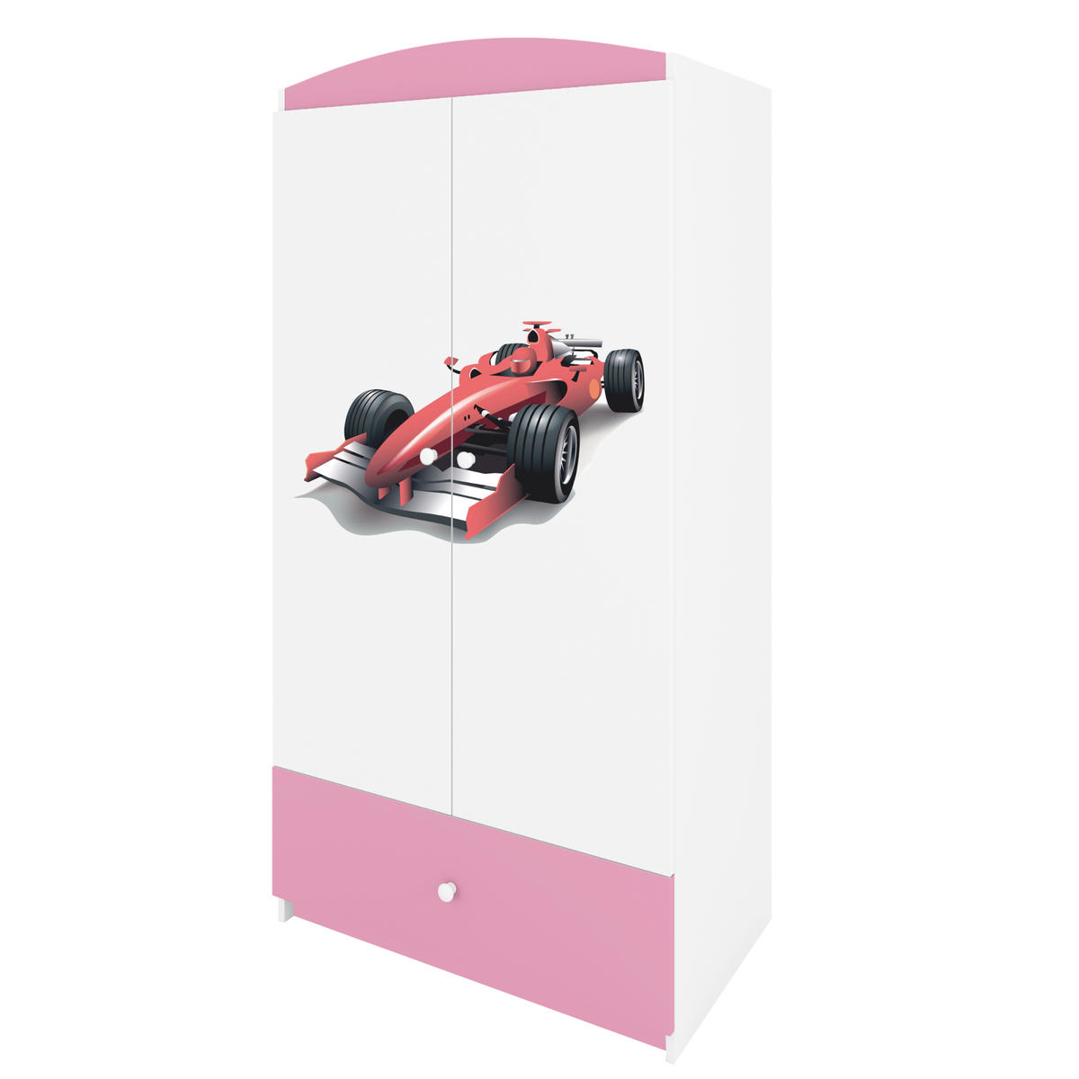 KINDERKLEIDERSCHRANK Formel 1 90/175/52 - Hellrosa, Holzwerkstoff (90/175/52cm) - Kocot Kids