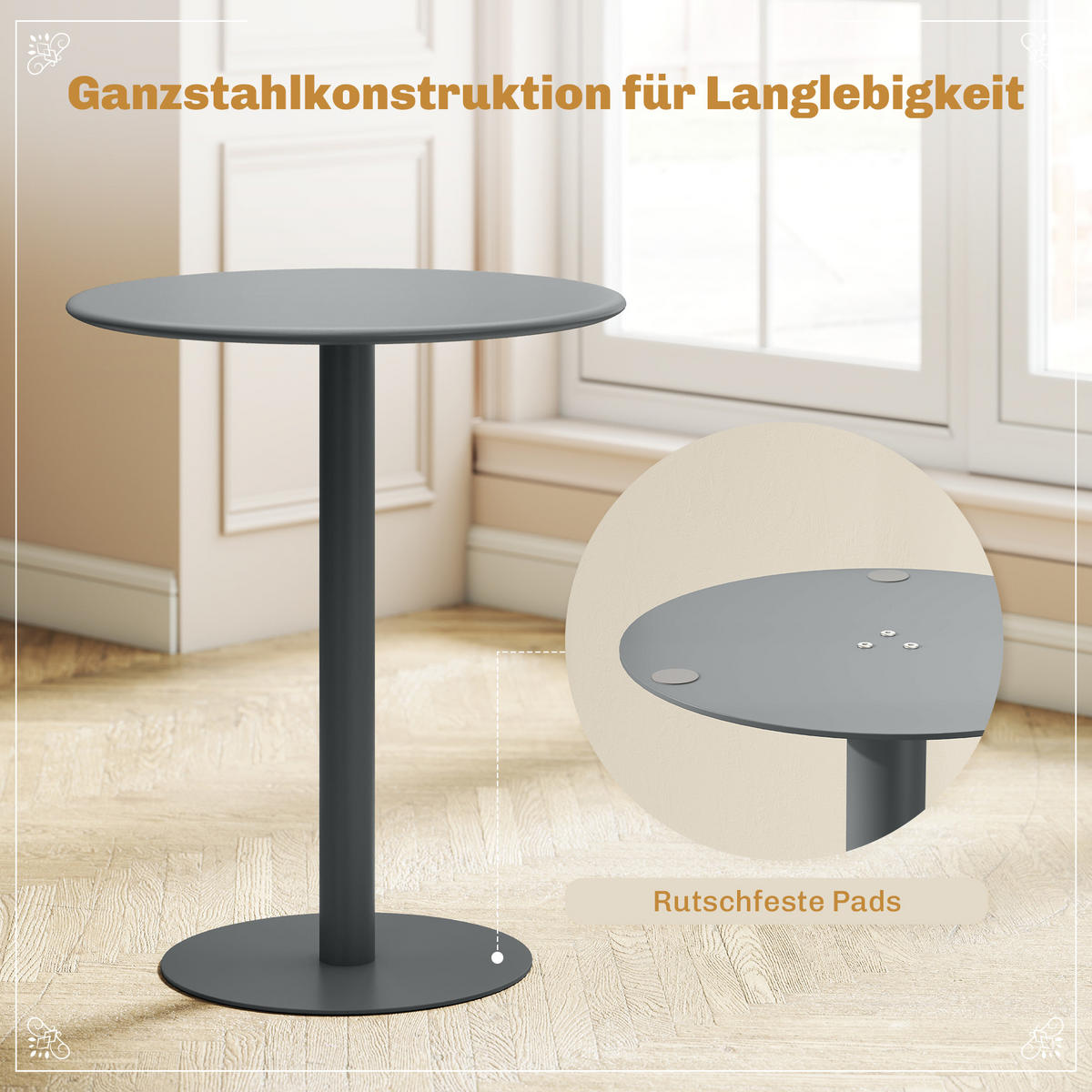 ESSTISCH Stahl Grau - Grau, Metall (60/60/72cm) - HOMCOM