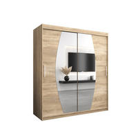 SCHWEBETÜRENSCHRANK 200/180/62 2-türig - Silberfarben/Sonoma Eiche, Holz/Kunststoff (180/200/62cm) - Abiks Möbel
