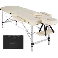 MASSAGELIEGE 2 Zonen, 210 x 95 x 89 cm,beige - Beige, Metall (60/89/205cm) - tectake