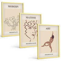 BILDER SET 3er Set - 40x60 cm Goldrahmen - Stilvolle Grafiken, Blumen, Figuren - Goldfarben, Kunststoff (40/60cm) - TULUP