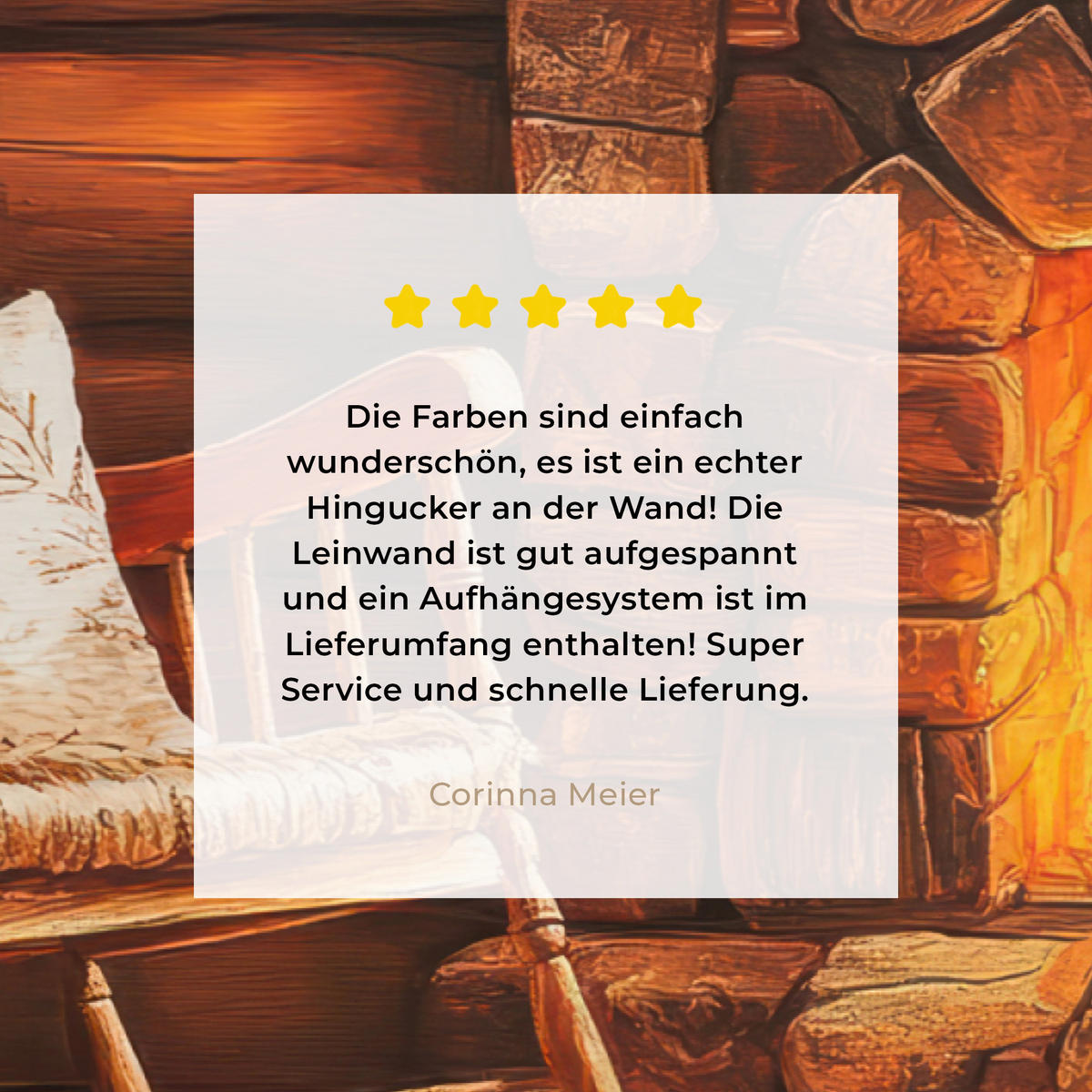 LEINWANDBILD Winter - Weihnachten - Zuhause - Kamin 30x20 cm - Bernsteinfarben, Textil (30/20cm) - MuchoWow