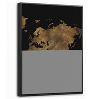 LEINWAND Bilder mit Rahmen - Weltkarte - Gold - Luxus - Erde - Schwarz - 30x40 - Goldfarben, Textil (30/40cm) - MuchoWow