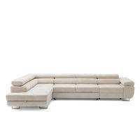 ECKSOFA WILD MAXI L Links mit Schlaffunktion 125x195 Chenille Beige - Chromfarben/Beige, Holz/Textil (350/203cm) - Muffo
