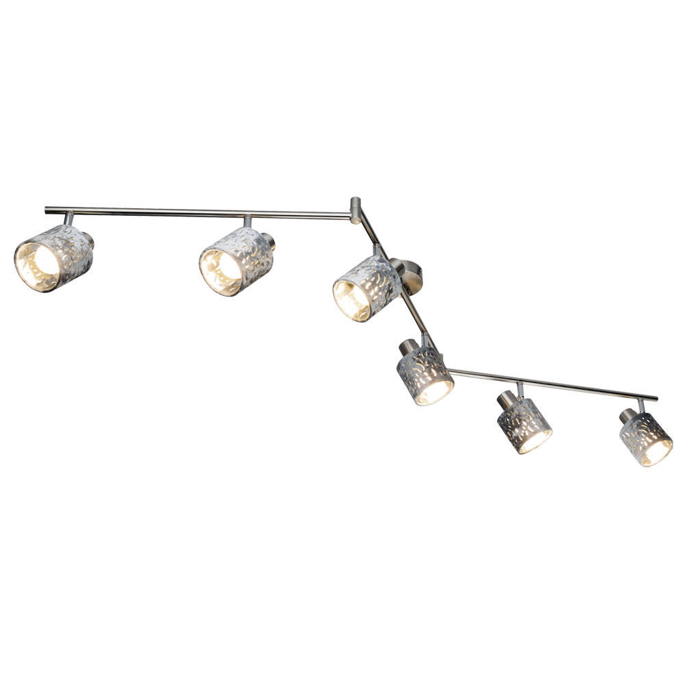 DECKENLEUCHTE Metall Silber mit Dekorstanzungen - Silberfarben, Metall (145/14/18cm) - Globo Lighting