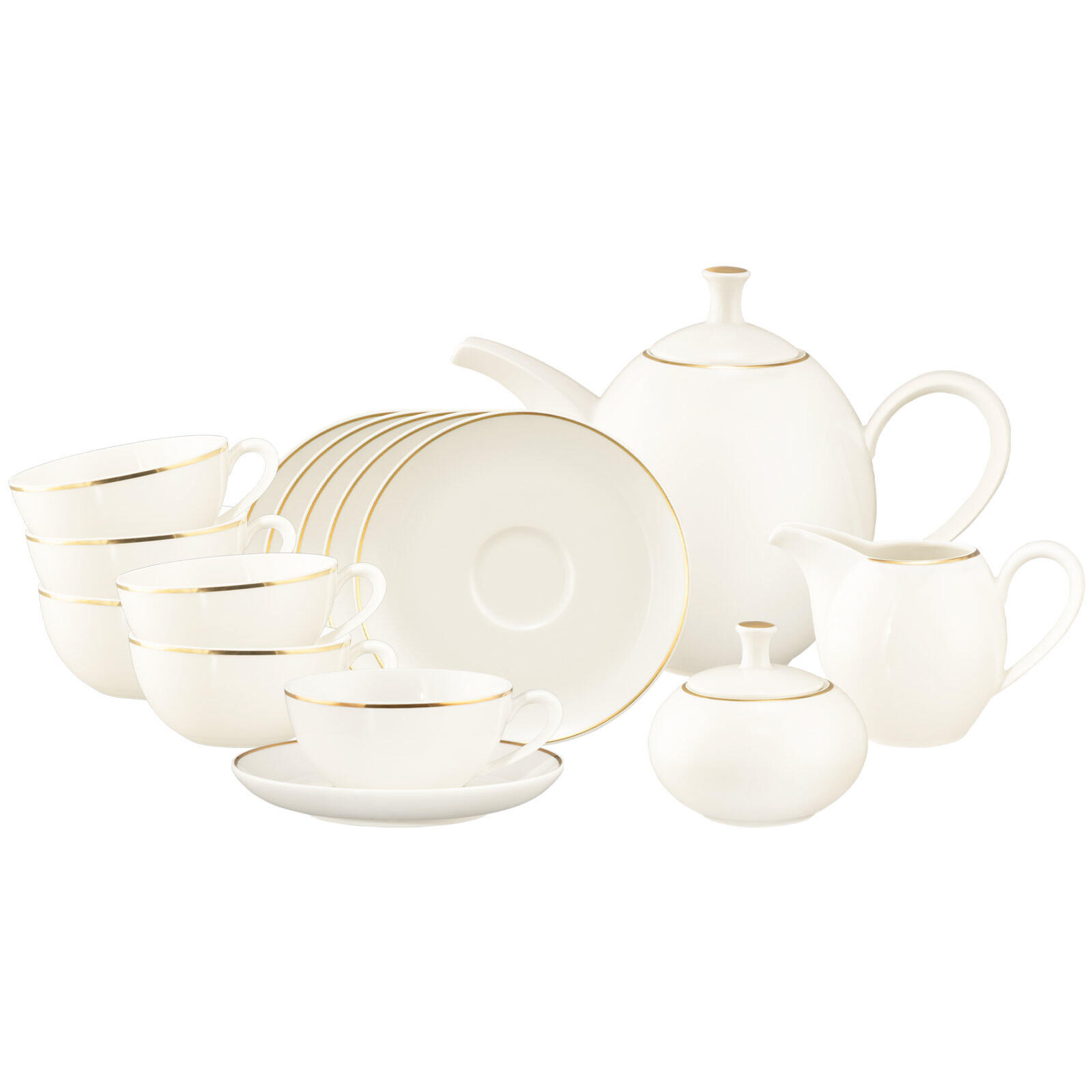 TEESERVICE Savona Goldlinie creme 15er Set - Creme, Keramik (2/2/2cm) - Seltmann Weiden