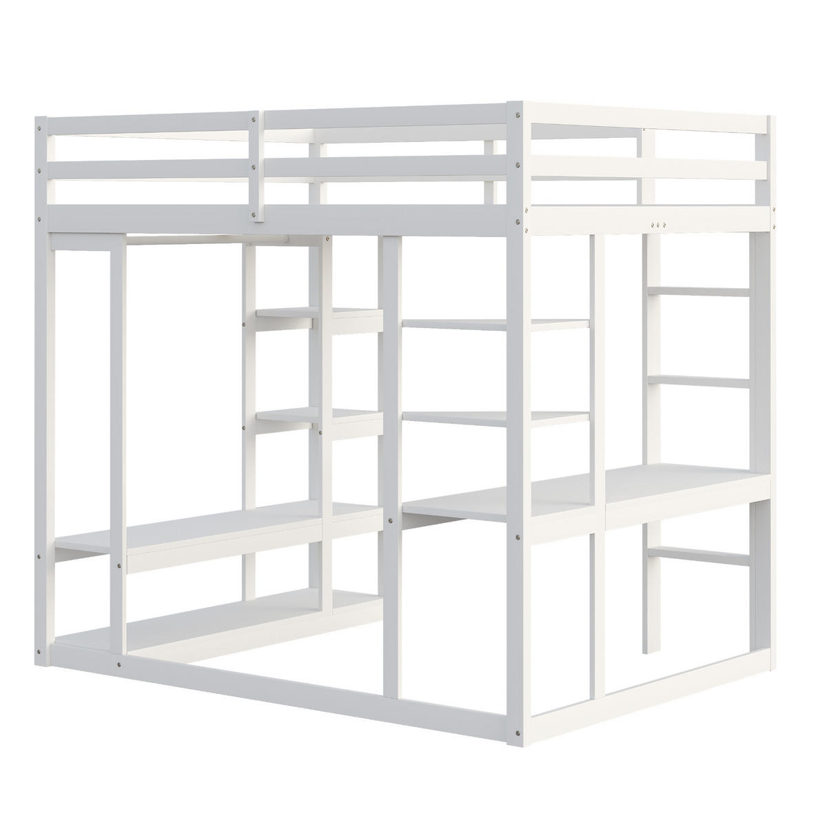 HOCHBETT 140x200 Massivholz Leiter Tisch Regale Ablage Weiß - Weiß, Holzwerkstoff - FLIEKS