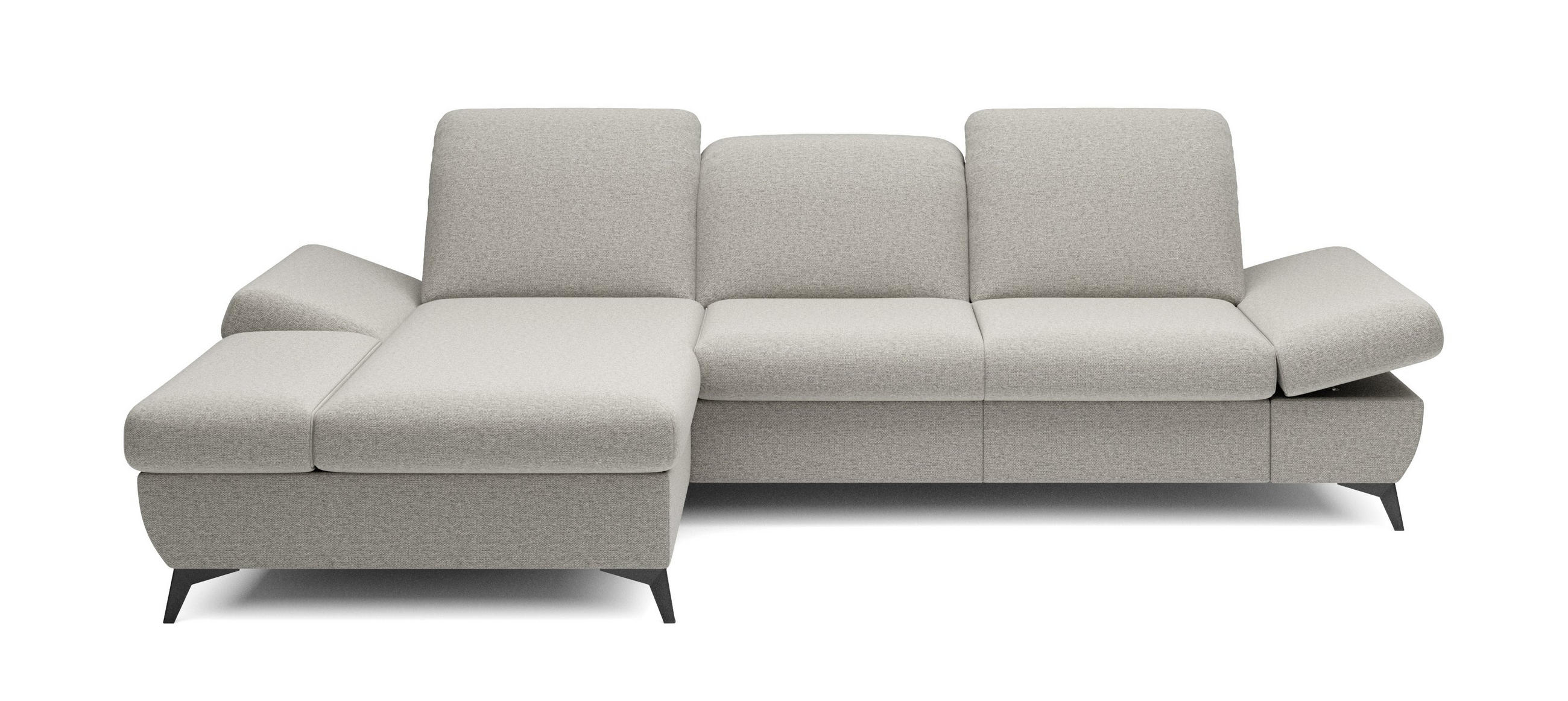 ECKSOFA FELICE L-S Beige Geflochtener Stoff mit Schlaffunktion - Creme, Holz (284/166cm) - MASSENO