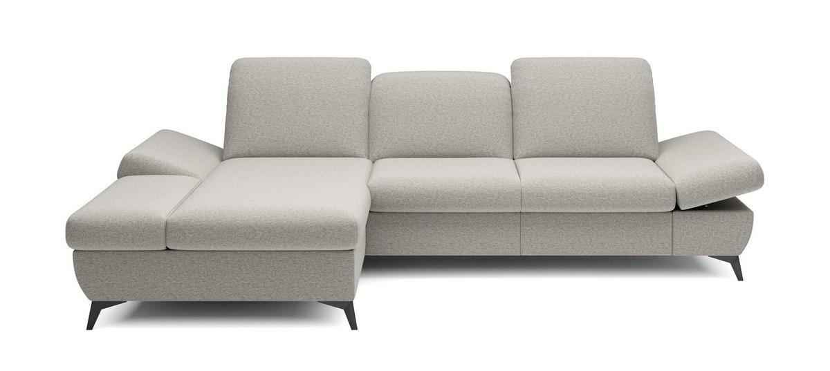 ECKSOFA FELICE L-S Beige Geflochtener Stoff mit Schlaffunktion - Creme, Holz (284/166cm) - MASSENO