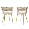 STUHL 2er-Set Muz DC-1141 (2 Stück in Samt) - Beige/Goldfarben, Textil/Metall (57/74/52cm) - MIRJAN24