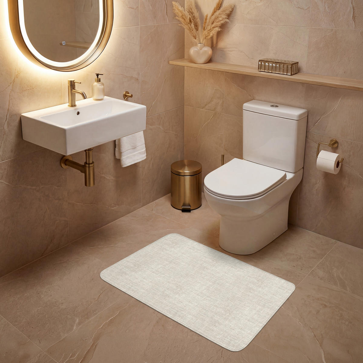 WC PŘEDLOŽKA Povlečení - Textura - Béžová 80x50 cm - béžová, textil/plast (80/1cm) - OnlyWow