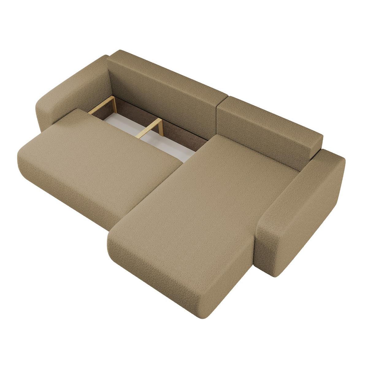 SCHLAFSOFA MILANO XL Und Bettkasten Stoff Quelle Hellbraun Rechts - Hellbraun, Holz (274/82/145cm) - Kaiser Möbel