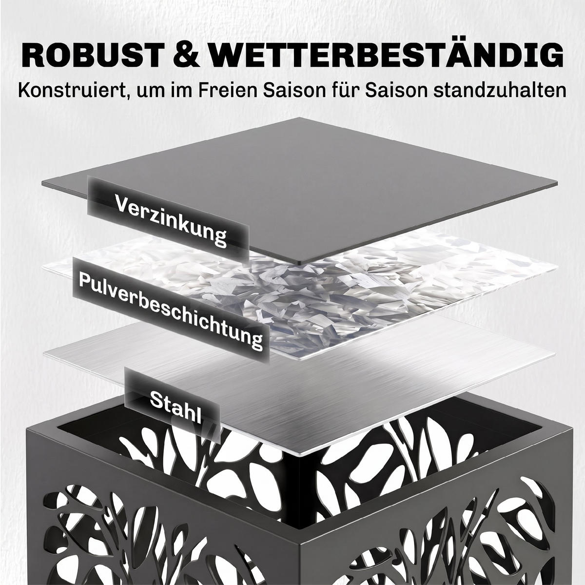 BRENNHOLZREGAL Verzinkter Stahl Schwarz - Schwarz, Metall (38/112/38cm) - Outsunny