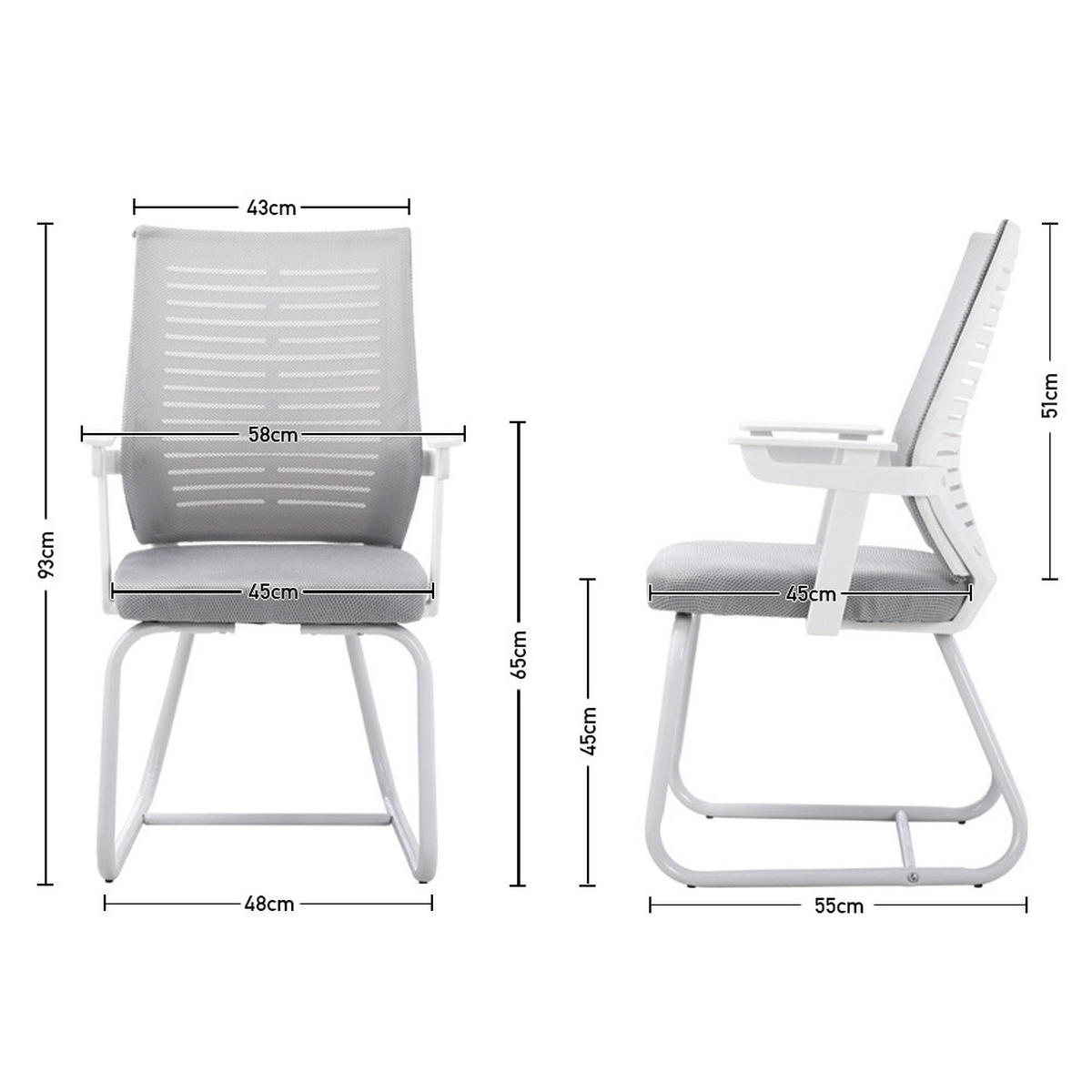BÜROSTUHL 58/55/93 cm Ergonomisch Metall Grau - Weiß/Grau, Kunststoff/Textil (58/93/55cm) - Livingandhome