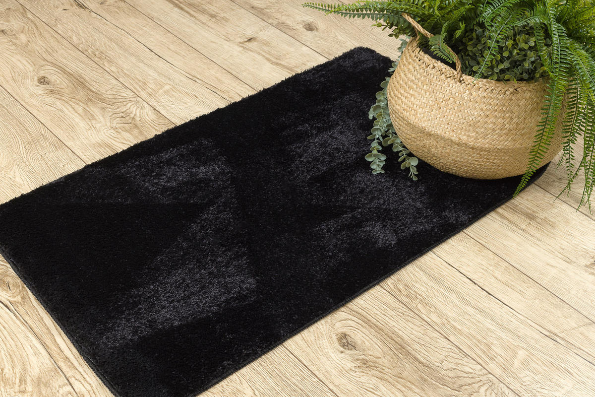 BADLÄUFER SANTA, eben, 60/100 cm - Schwarz, Textil (60/100cm) - rugsX