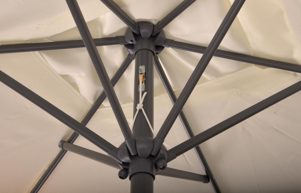 SONNENSCHIRM Thomas Ø 300cm 6 Streben Creme Gartenschirm - Creme, Kunststoff (300/300cm) - DELUKE