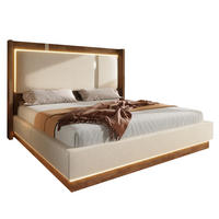 BOXBETT mit Bettkasten & LED, Leinenstoff, hochklappbar mit Lattenrost, 140x200cm, Beige - Beige, Holz/Textil (140/200cm) - LVHOM