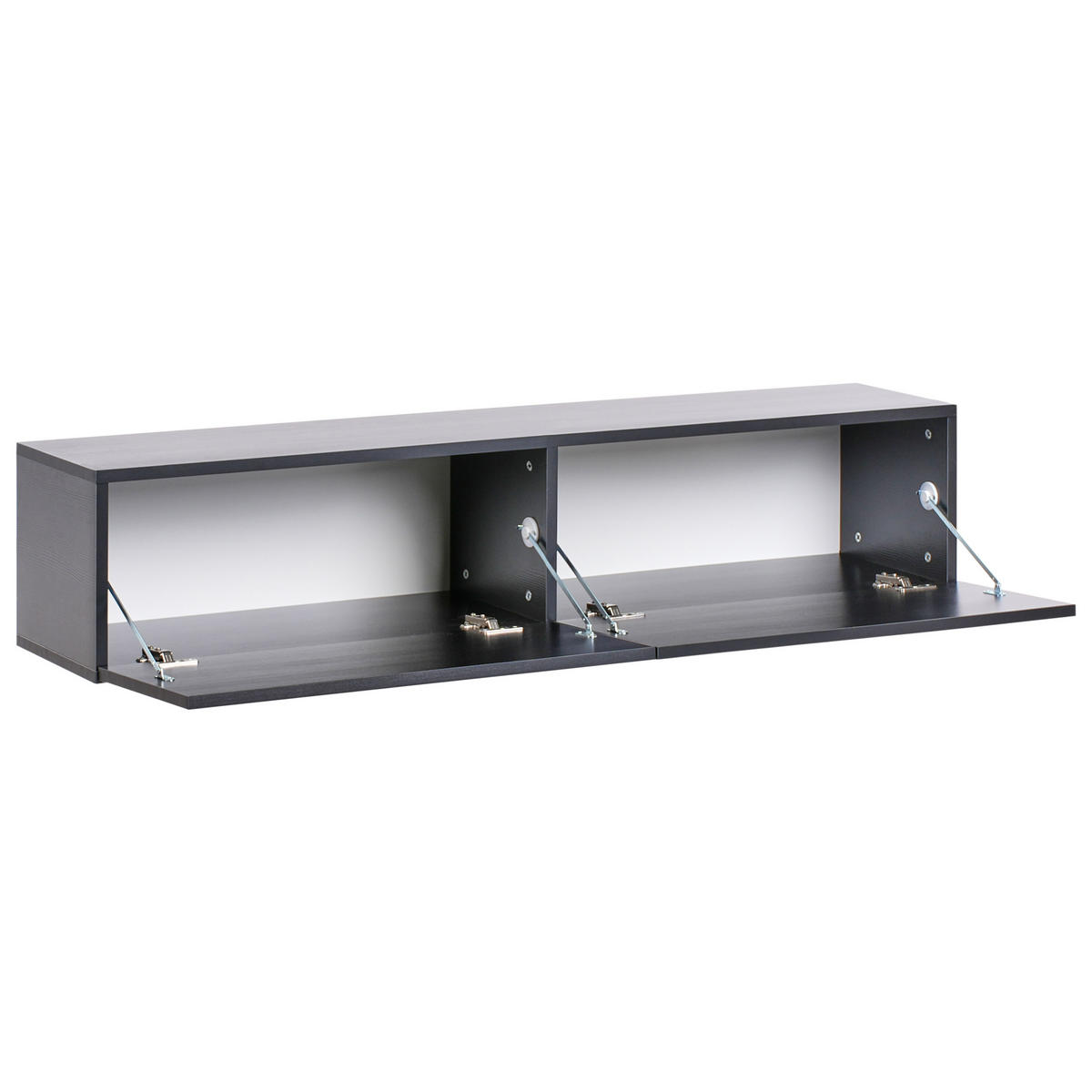 WANDMONTIERTER-TV-SCHRANK Schwarz Gladstone - Schwarz, Holzwerkstoff (140/30/32cm) - Beliani