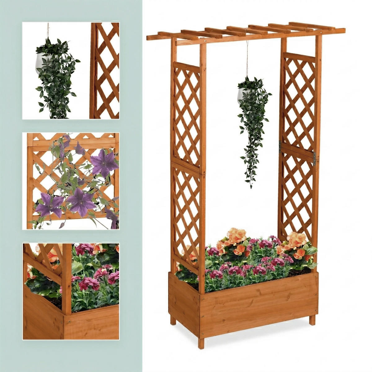 PFLANZKASTEN - Orange, Holz/Textil (110/183/44cm) - Relaxdays