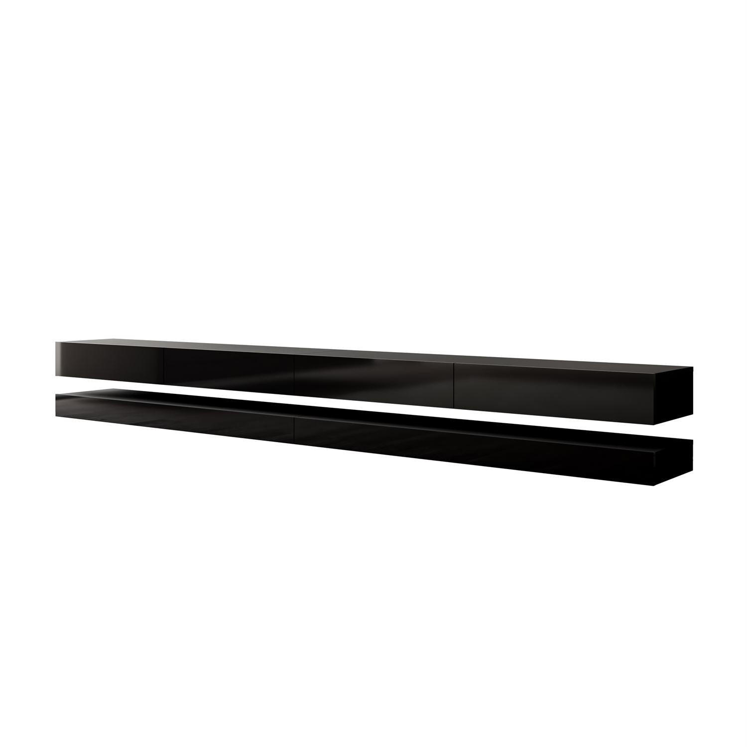 TV-RACK SKY 280 cm mit LED-Beleuchtung - Schwarz, Holzwerkstoff (280/25/34cm) - Lookway