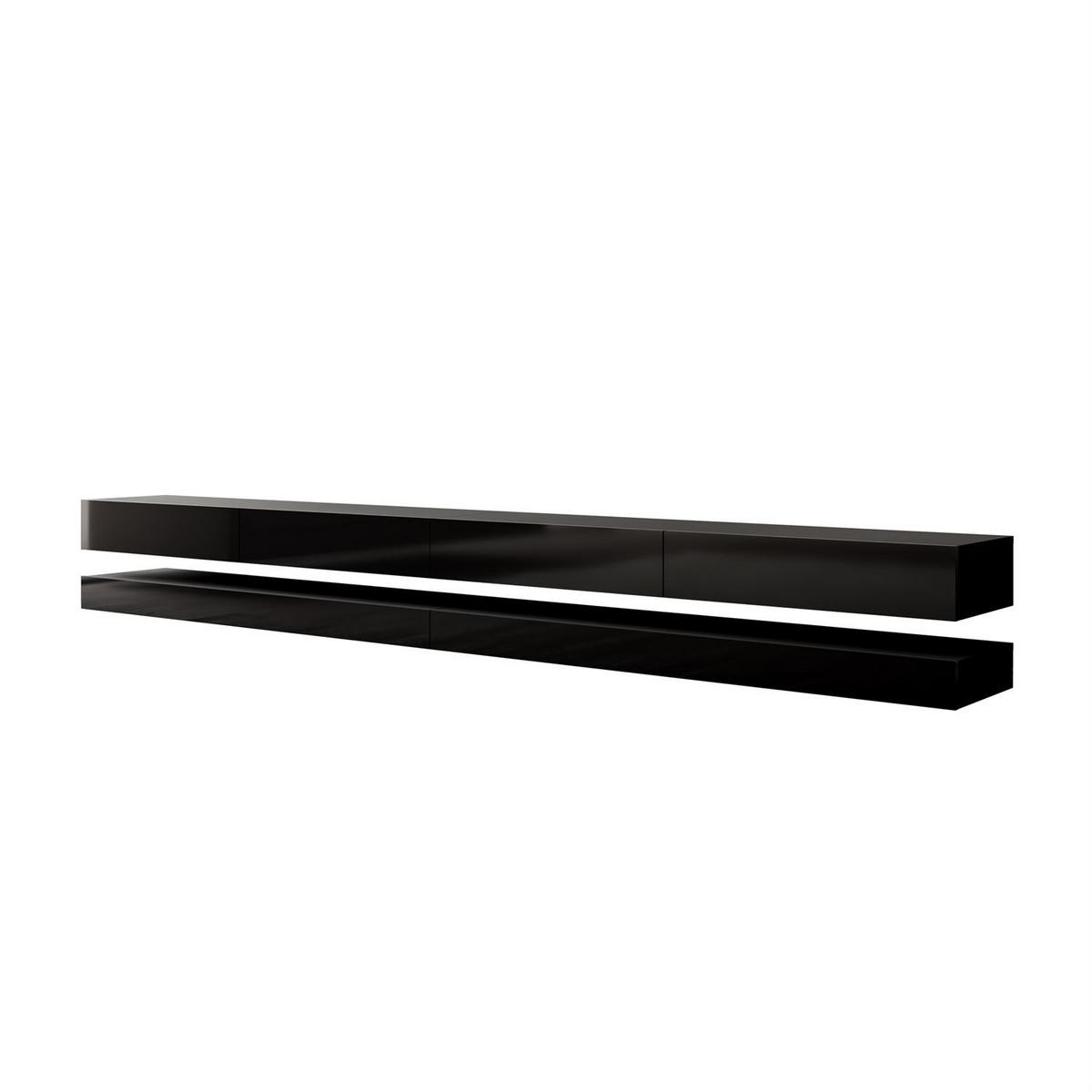 TV-RACK SKY 280 cm, Schwarz hochglanz - Schwarz, Holzwerkstoff (280/25/34cm) - Lookway