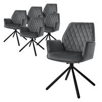 DREHSTUHL Samt Anthrazit 6er Set - Anthrazit, Metall (63/90/57cm) - ML-DESIGN