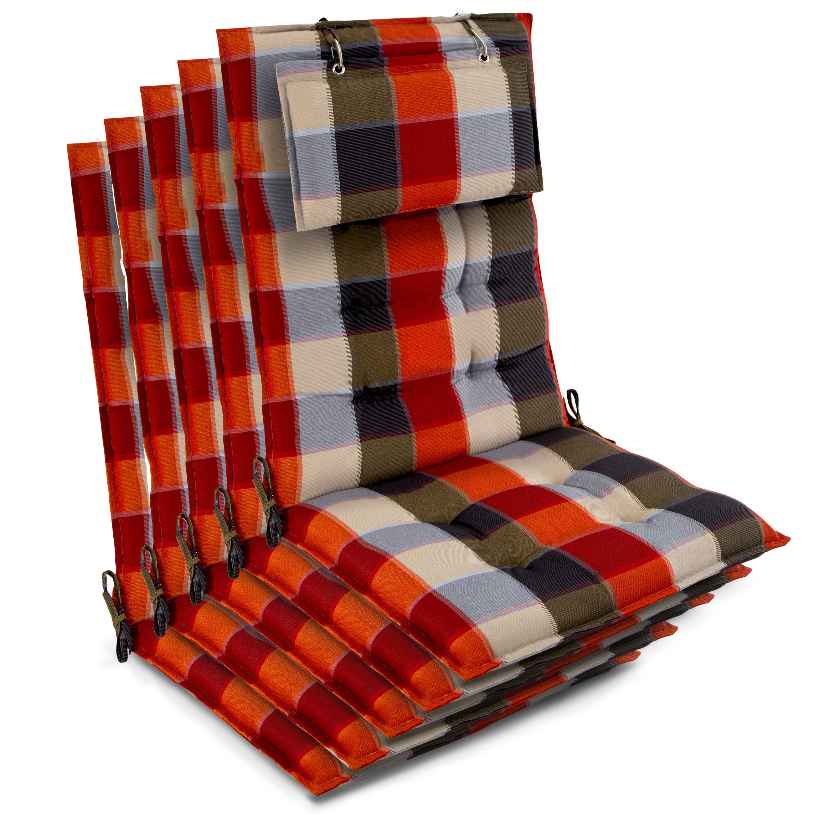 HOCHLEHNER Sun-HL 119x50x8cm Orange-Beige-Kariert (5tlg) - Orange, Textil (50/120cm) - Beautissu 
