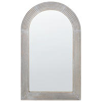 WANDSPIEGEL Mangoholz weiß 65/107 cm Chandon - Hellbraun/Weiß, Holz (65/107/3cm) - Beliani
