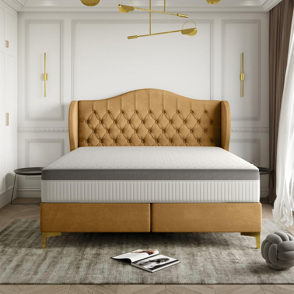 POLSTERBETT Pelagio In Whisper - Goldfarben, Holzwerkstoff/Textil (160/200cm) - Fun Möbel