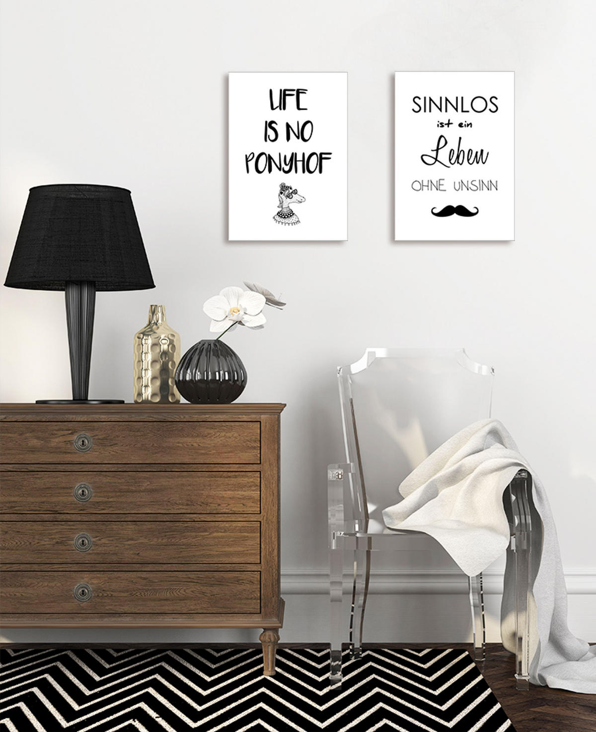 BILD 29x41 cm Spruch lustig Schwarz Weiß - Weiß, Holzwerkstoff (29/41/2cm) - artissimo