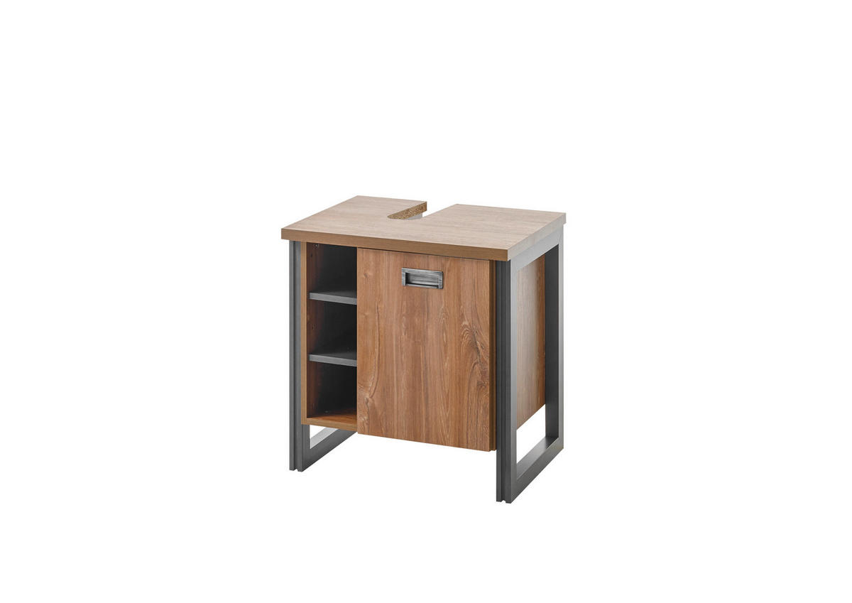 WASCHBECKENUNTERSCHRANK I12 Stirling Oak & Matera 61/62/40 cm - Eichefarben, Holzwerkstoff (61/62/40cm) - Livojo