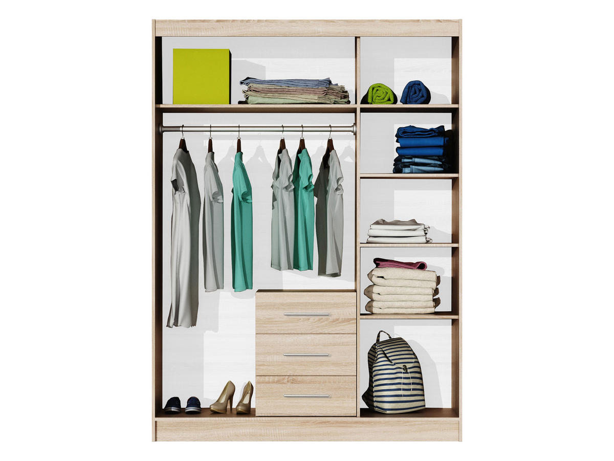 DREHTÜRENSCHRANK Bali D3 mit Schrankaufsatz - Silberfarben/Weiß, Holzwerkstoff/Kunststoff (58/245/147cm) - MIRJAN24