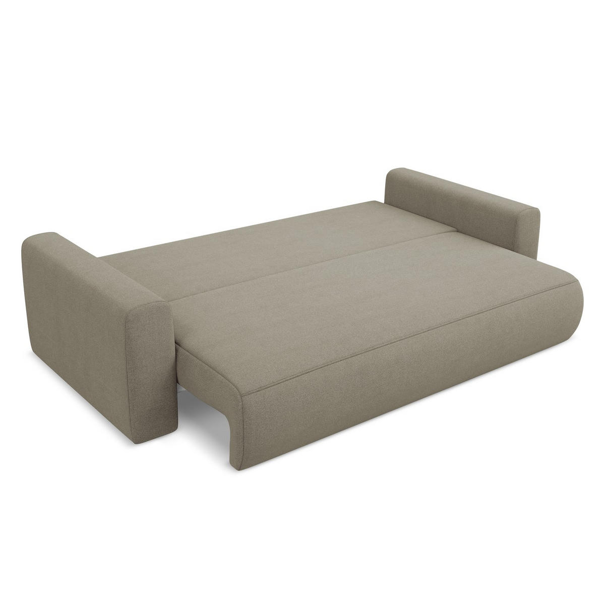 3-SITZER SOFA mit Schlaffunktion Strukturstoff Stoff Beige - Beige/Schwarz, Kunststoff/Textil (238/82/105cm) - LaMiaSofa