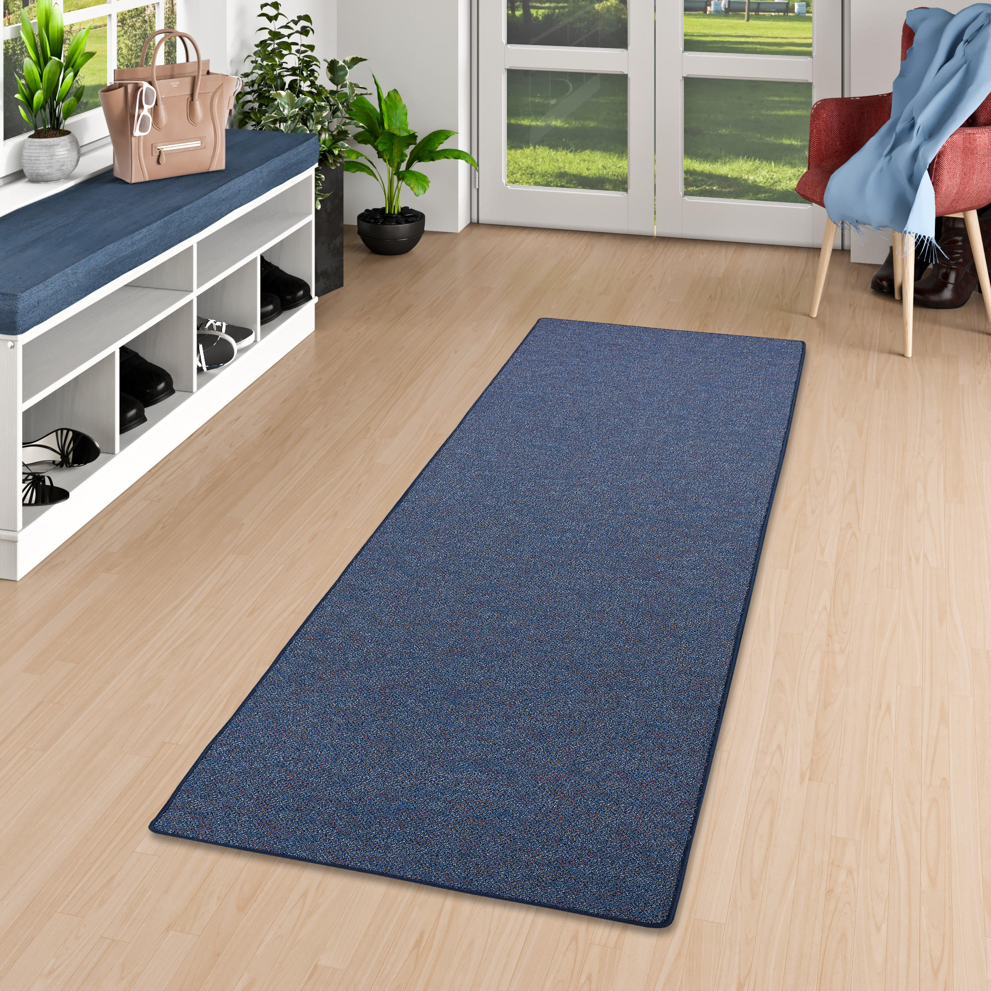 LÄUFER TEPPICH SCHLINGEN TEPPICH ALMA MELIERT - Blau, Textil (100/300cm) - Snapstyle