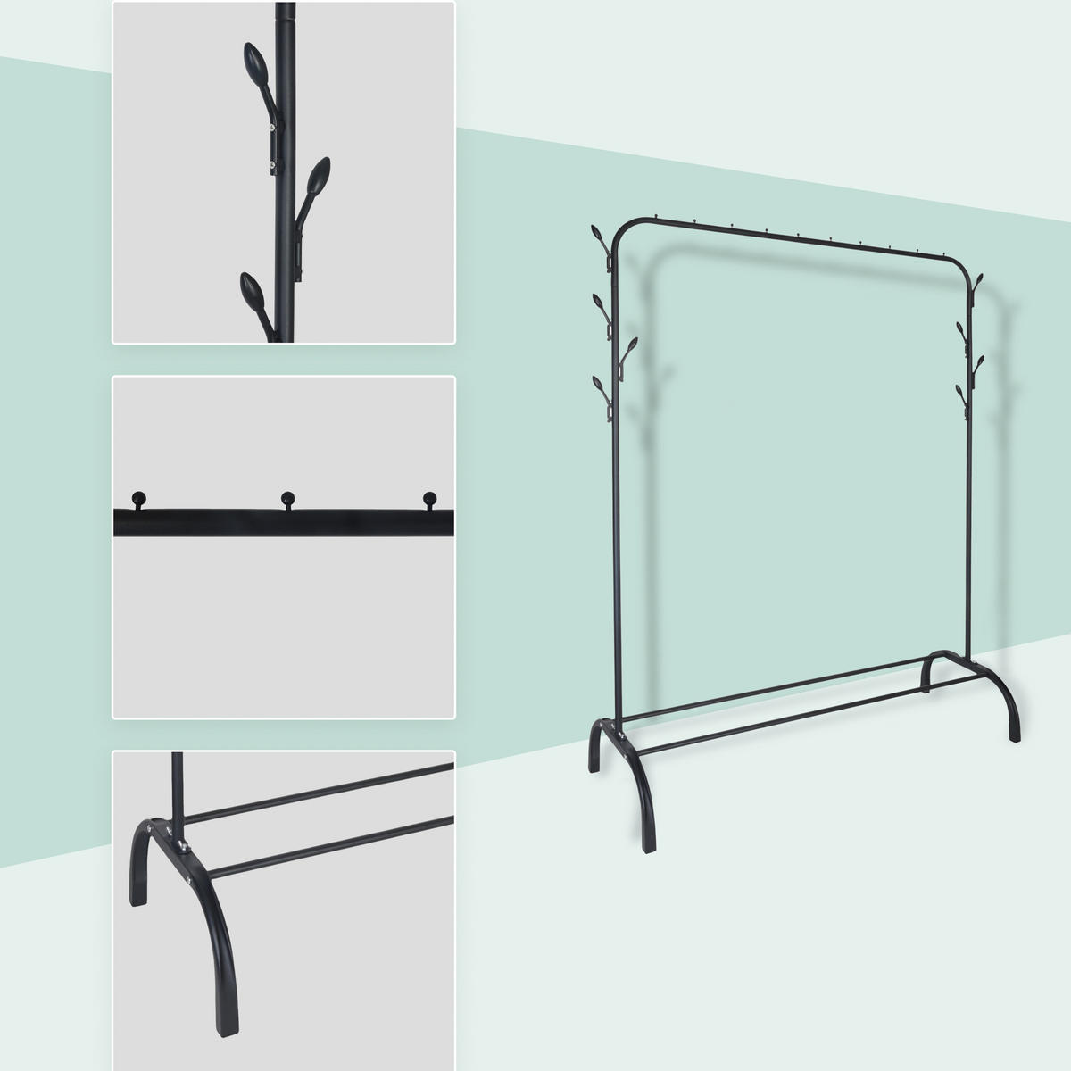 KLEIDERSTÄNDER - Schwarz, Kunststoff/Metall (110/148/40cm) - Relaxdays