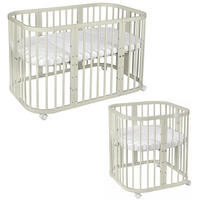 BABYBETT OLIVE, 7in1 mit Matratze - Olivgrün, Holz (73/123cm) - waldin