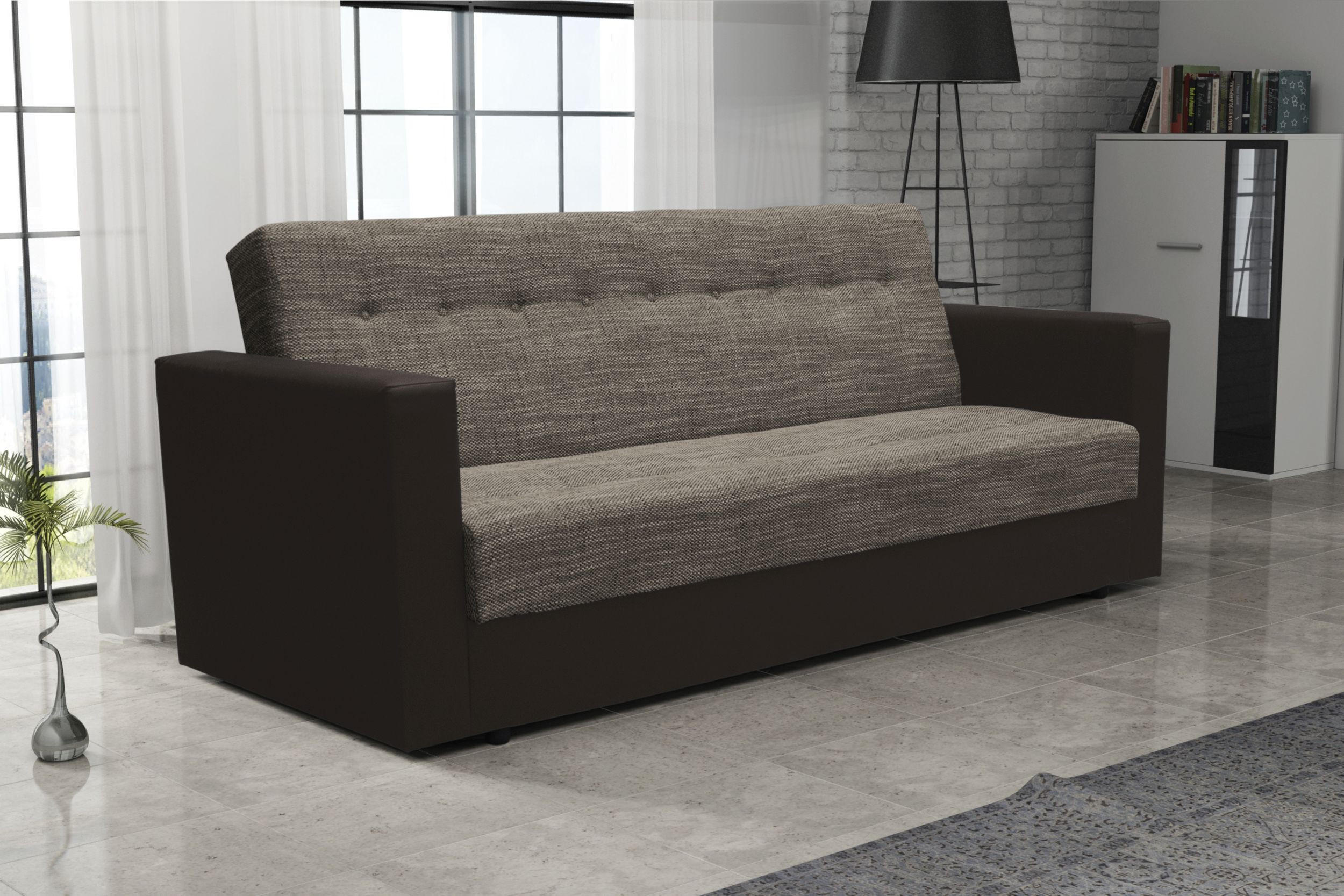 SOFA WIND mit Schlaffunktion KORNET04+DOLARO33 mit Stauraum - Braun, Textil (87/95/216cm) - Bedante