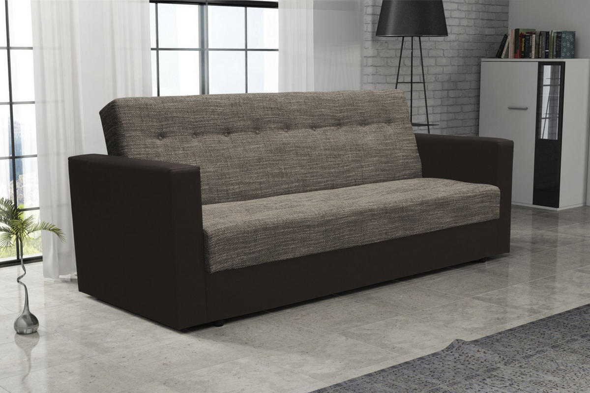 SOFA WIND mit Schlaffunktion KORNET04+DOLARO33 mit Stauraum - Braun, Textil (87/95/216cm) - Bedante