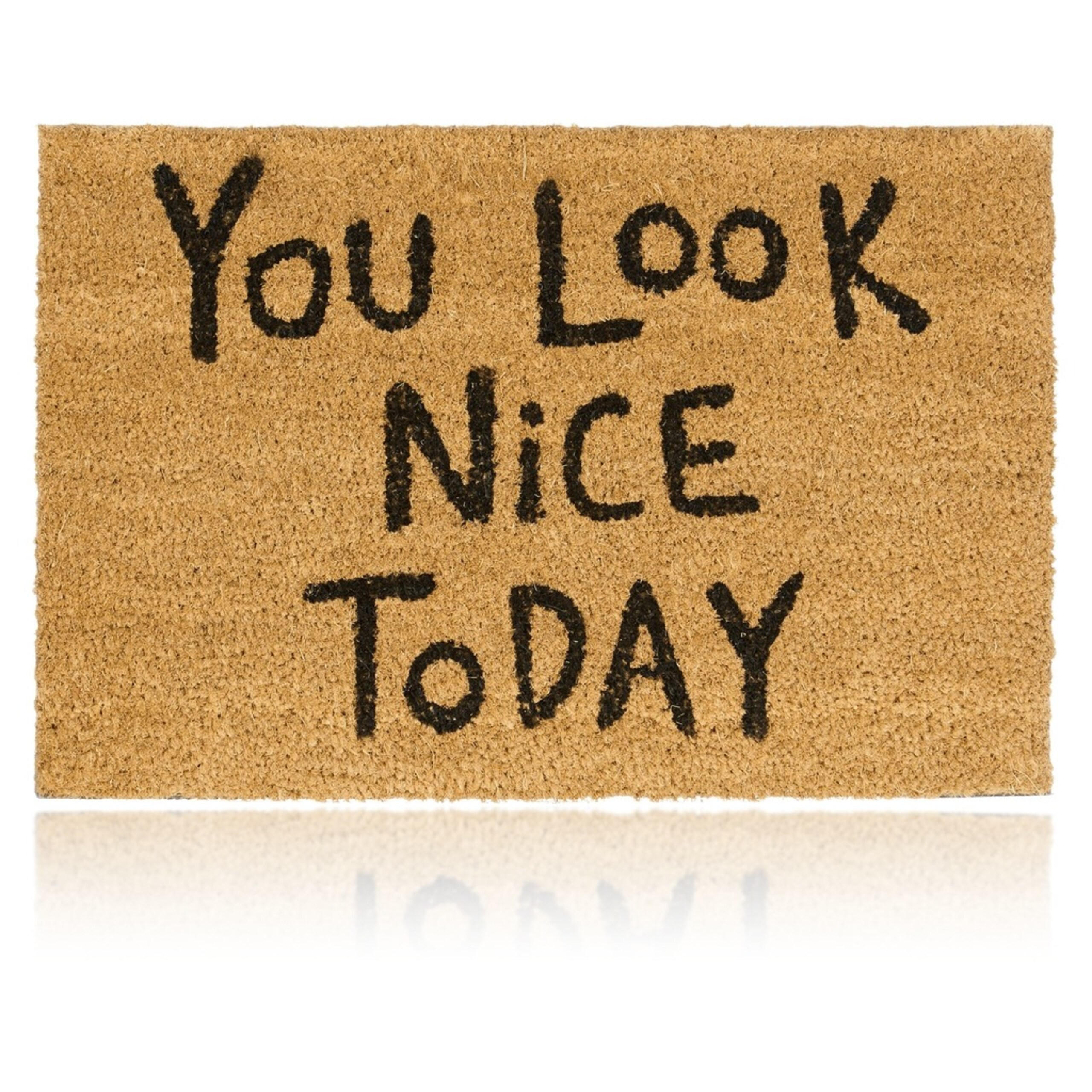 PREȘ Maro natural fibră de cocos YOU LOOK NICE TODAY - maro deschis, material plastic/material textil (60/40cm) - Relaxdays