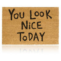 FUSSMATTE Natur Kokos rutschfest YOU LOOK NICE 60x40 cm - Hellbraun, Kunststoff/Textil (60/40cm) - Relaxdays
