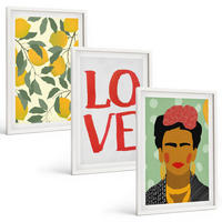 BILDER SET 3er Set - 40x60 cm Weißer Rahmen - Lemons LOVE Porträt von Frida - Weiß, Kunststoff (40/60cm) - TULUP