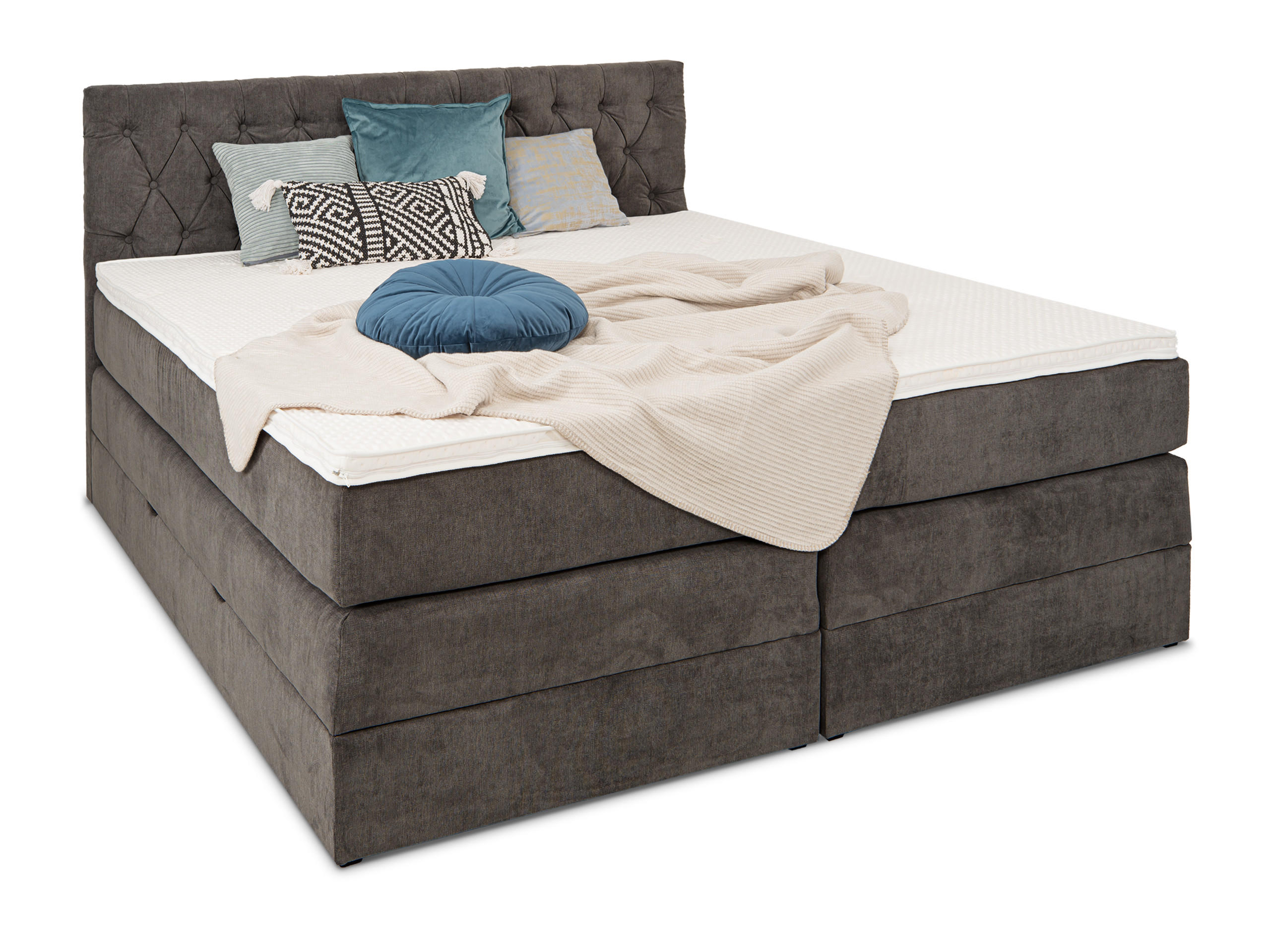BOXSPRINGBETT Verona Anthrazit 160/200 cm H3/H4 Samt - Anthrazit, Textil (160/200cm) - wonello