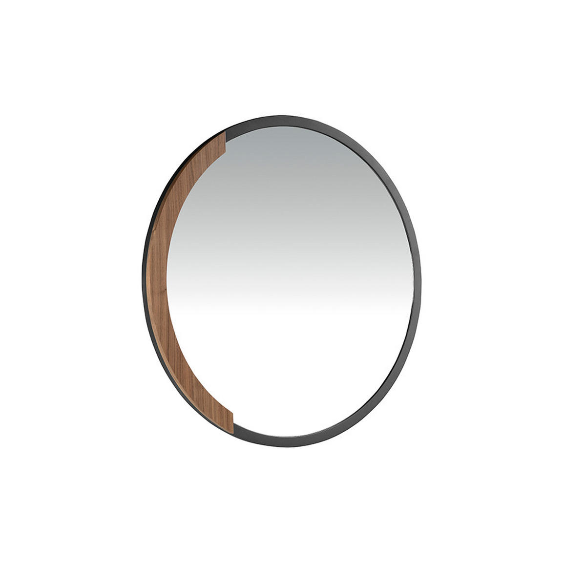 WANDSPIEGEL Rund Walnuss Schwarz 80/80/4 cm - Walnussfarben/Schwarz, Metall (80/4/80cm) - ANGEL CERDA