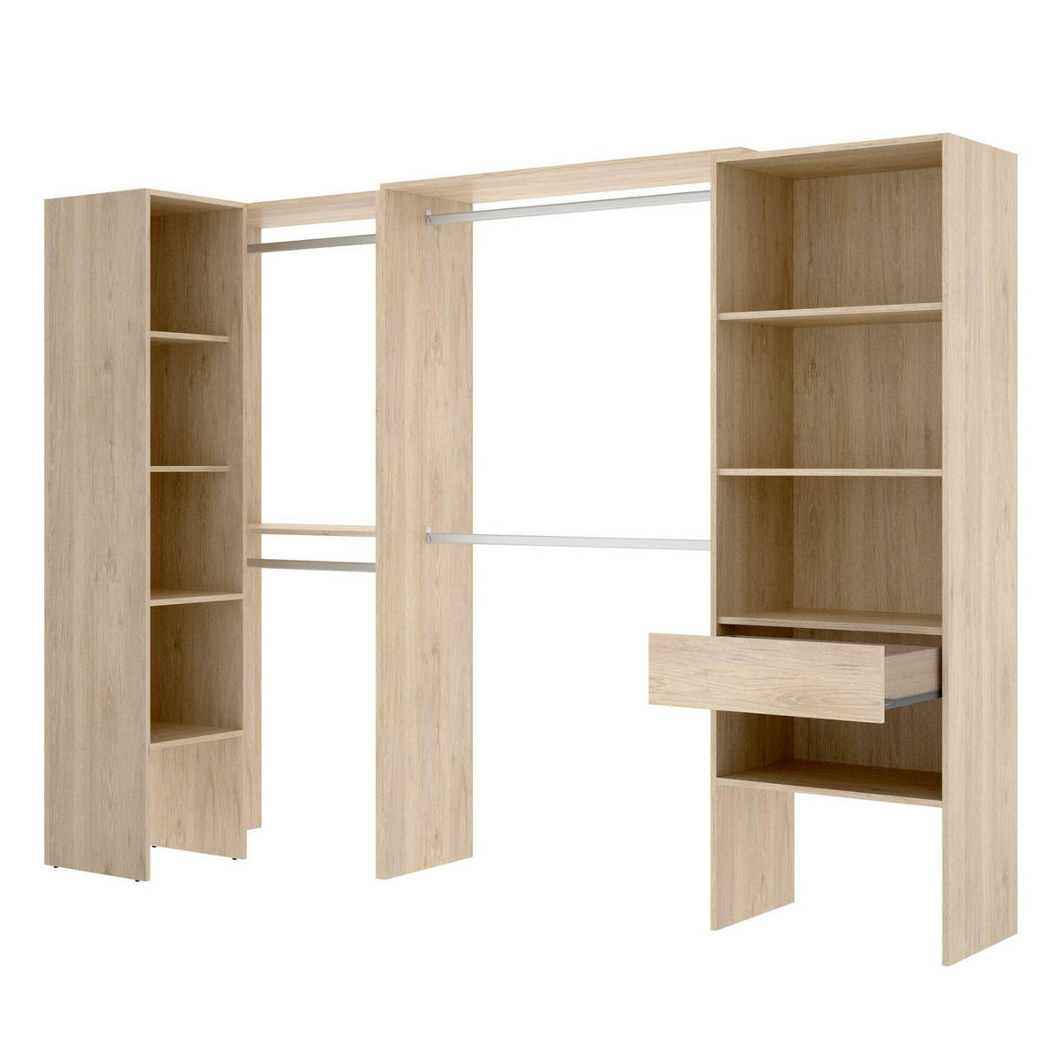 OFFENER KLEIDERSCHRANK Holz-Effekt Eiche 79.4x248h187 - Braun, Holzwerkstoff (248/187/79.4cm) - DMORA