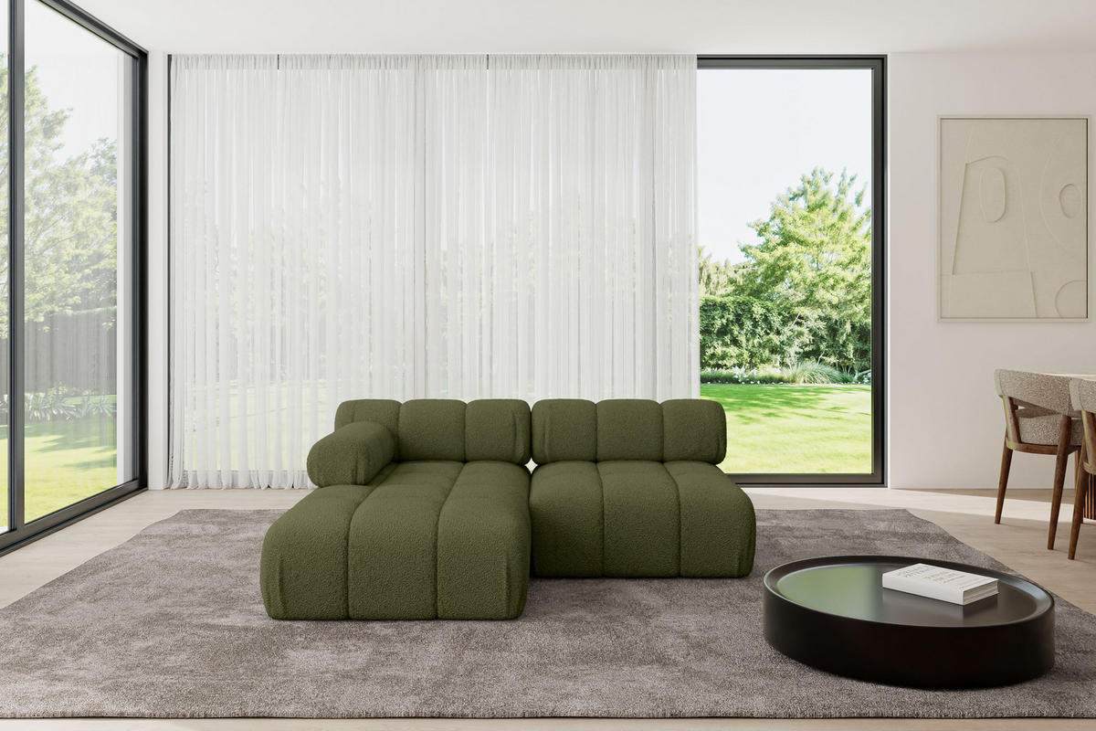 ECKSOFA modulares Sofa Razon-L1 - 190x160x70 cm Grün Bouclé - Grün, Holzwerkstoff/Textil (190/160cm) - ALTDECOR