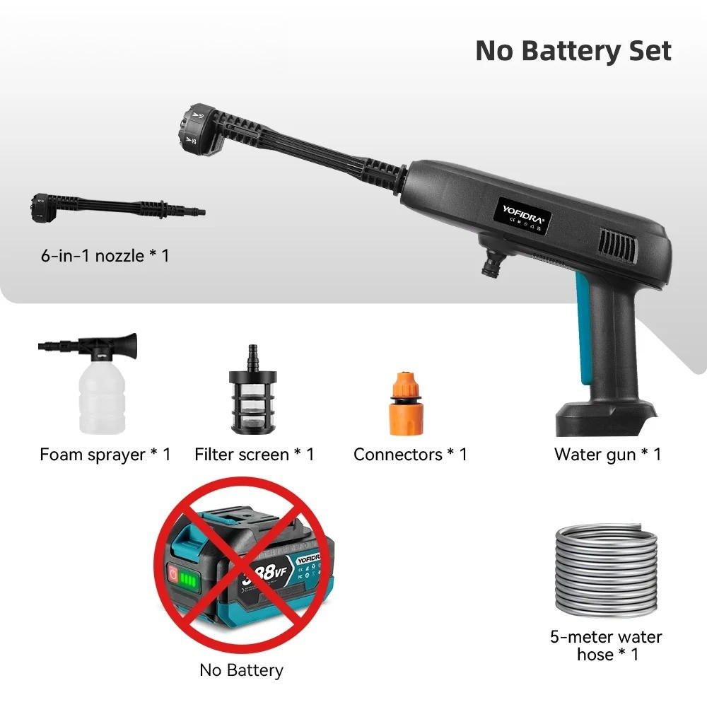 ELEKTRO-HOCHDRUCKREINIGER 6IN1 Hochdruck, Für Makita Batterie pin, Ohne Batterie - Schwarz, Kunststoff (48/21cm) - Coonoor