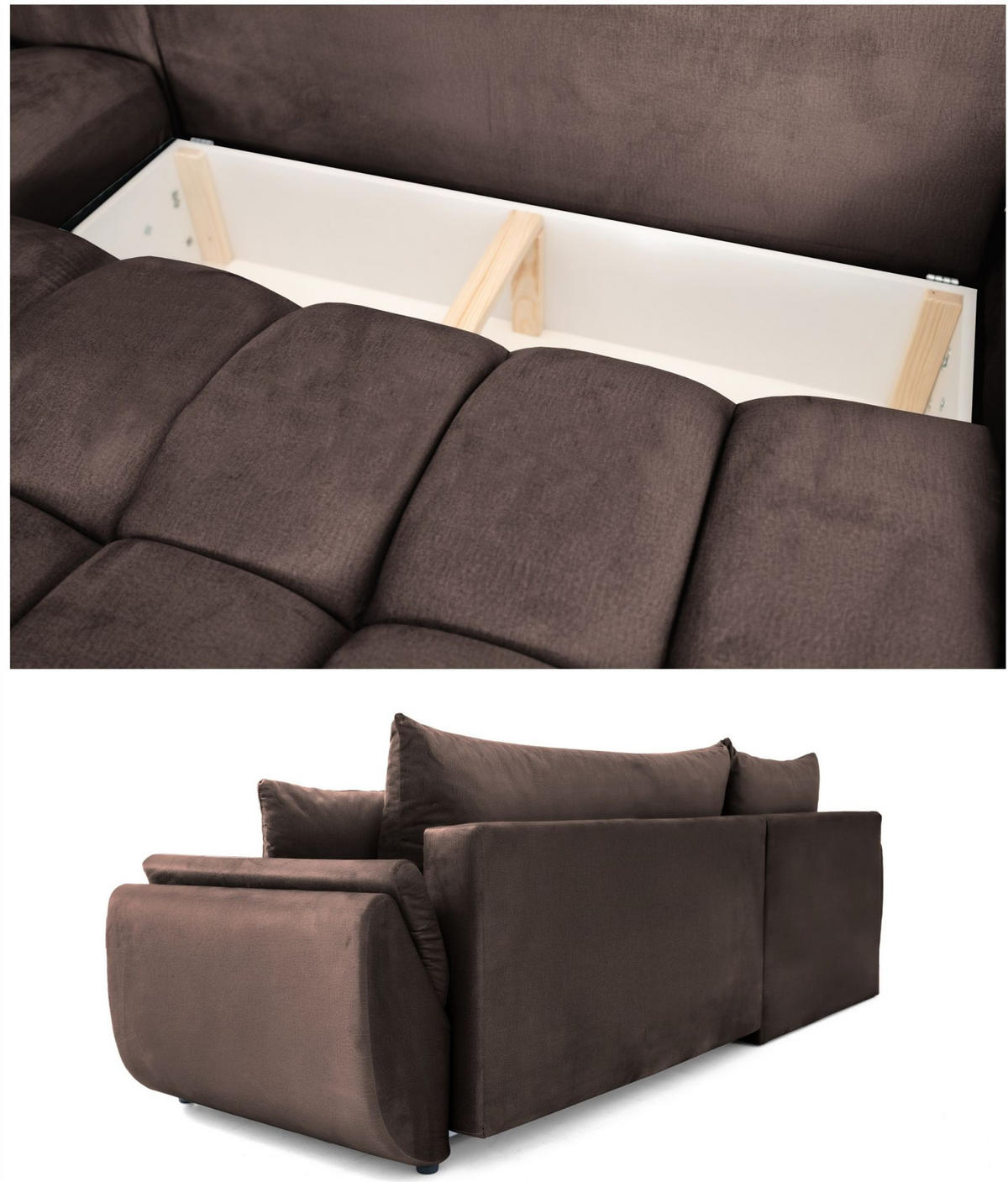 ECKSOFA Collin Mit Schlaffunktion - Braun, Holzwerkstoff/Textil (280/185cm) - Fun Möbel