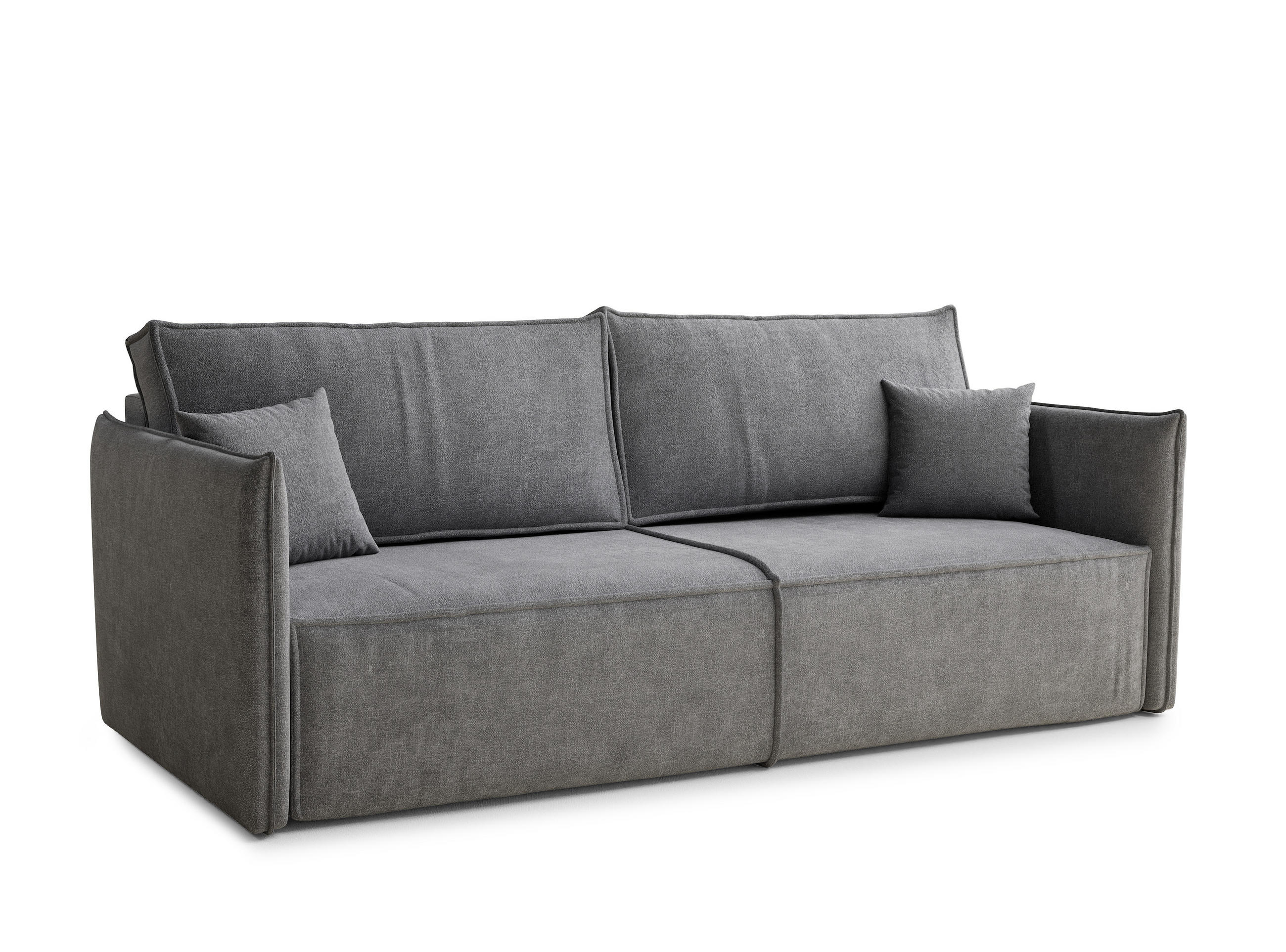 SOFA MIT SCHLAFFUNKTION Obra Grau Chenille-Stoff - Schwarz/Grau, Holz/Holzwerkstoff (220/70/107cm) - Maison de Reve