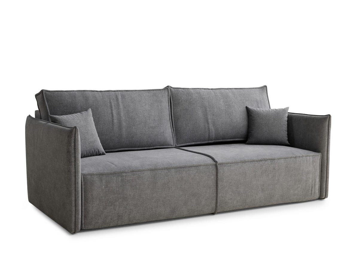 SOFA MIT SCHLAFFUNKTION Obra Grau Chenille-Stoff - Schwarz/Grau, Holz/Holzwerkstoff (220/70/107cm) - Maison de Reve