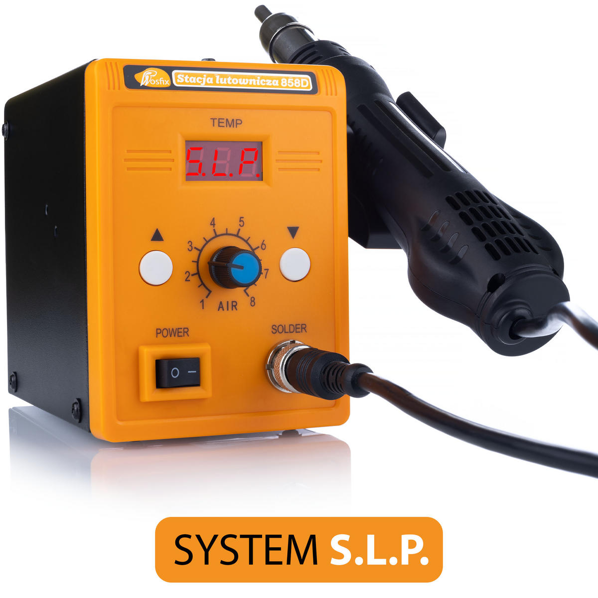 LÖTKOLBEN 858D Heißluft-Lötstation, 700 W, 100-500 °C, 8-tlg. Düsenset, ESD Safe, LED Display, SLP-Schutz - Multicolor, Kunststoff/Metall (10/10/10cm)
